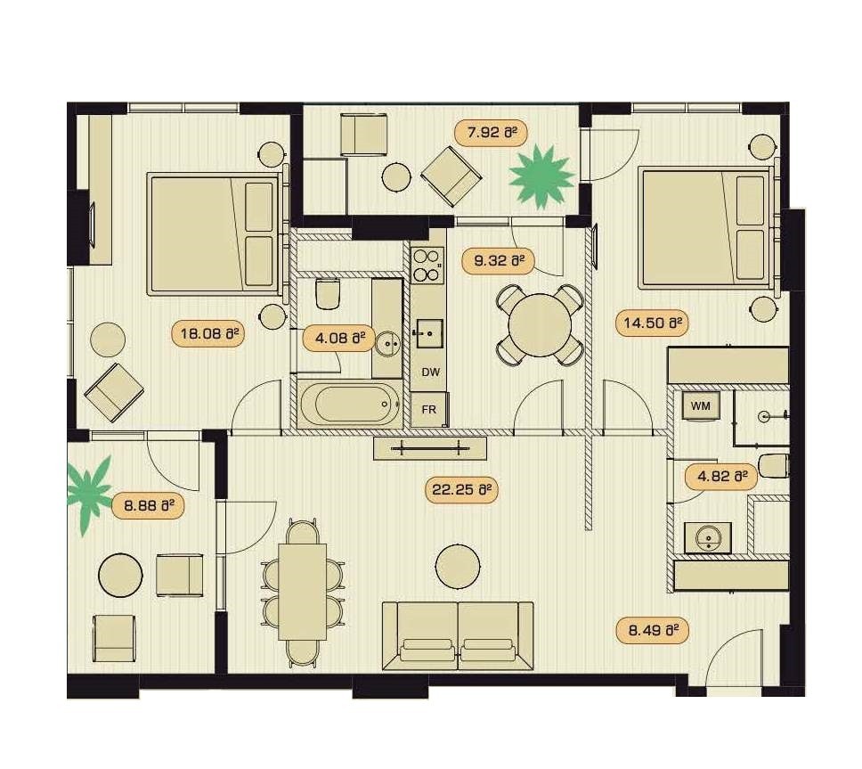 2 bedrooms Apartment in Tbilisi, Georgia No. 1355