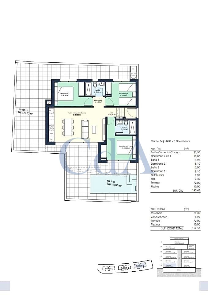 Apartamento T3 em Guardamar del Segura, Spain N.º 6282