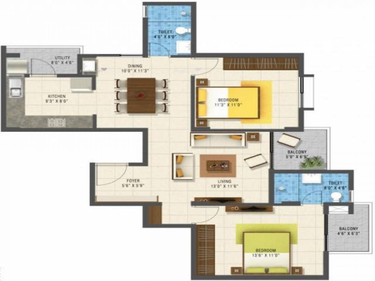 Дом с 2 спальнями в Бангалор, Индия № 43985