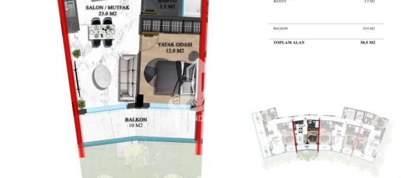 Wohnung 1+1 in Oba, Turkey, Nr. 8730 11