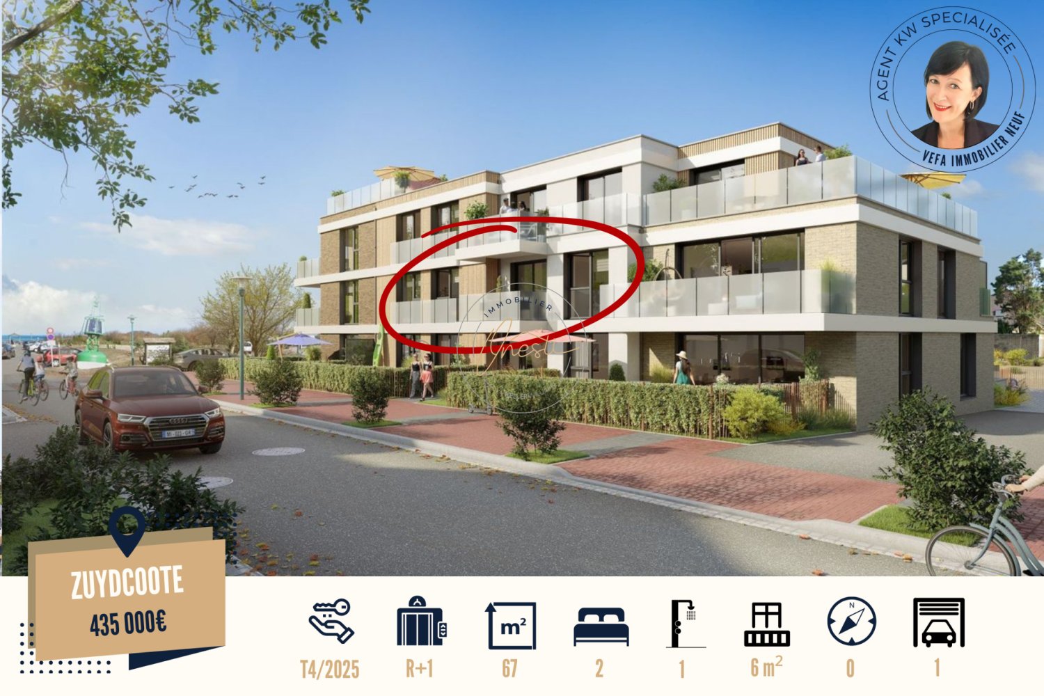 Apartamento de 3 dormitorios en Zuydcoote, France No. 45287