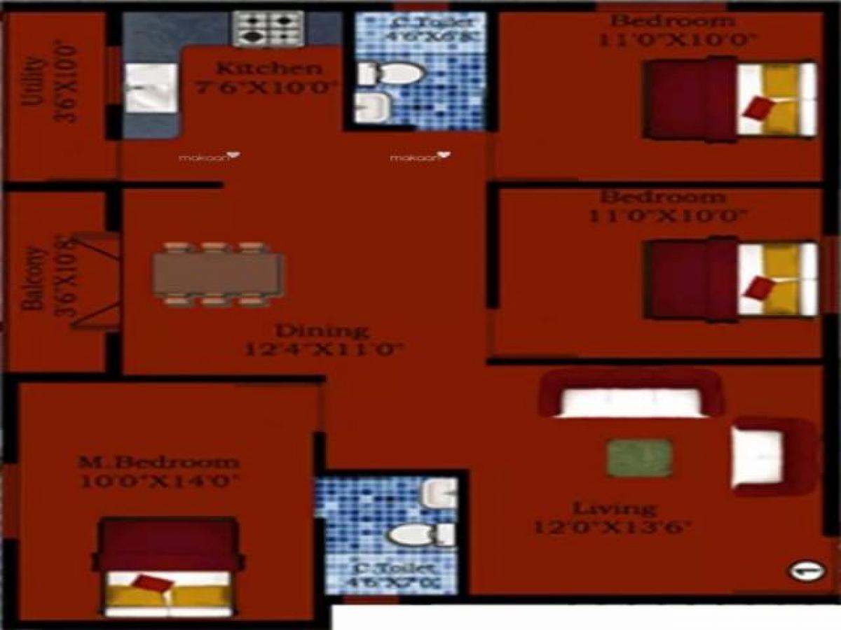 3 bedrooms House in Bangalore, India No. 1509