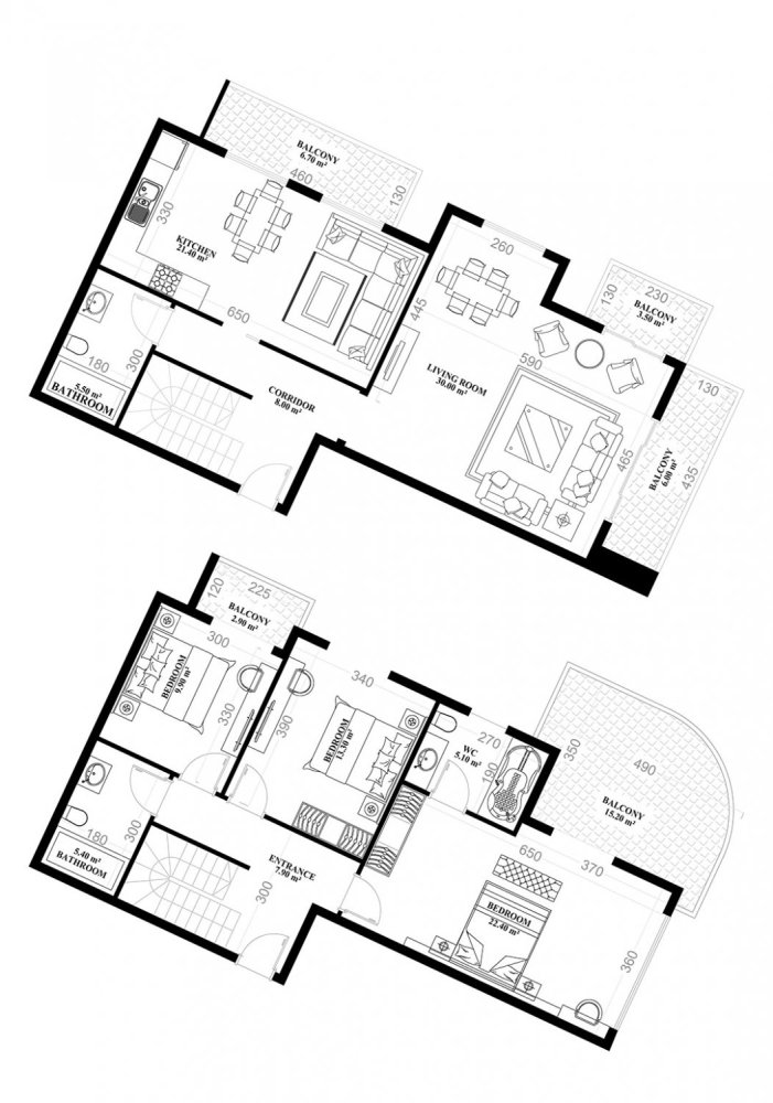 بانتهاوس 3+2 في YEKTA ALARA CİTY Residence, Mahmutlar, Turkey رقم 35367 1