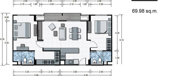Apartamento com 2 quartos em condomínio em Pattaya, Thailand N.º 2189 8