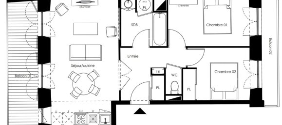 2 Schlafzimmer Wohnung in Cognac, France, Nr. 283445 4