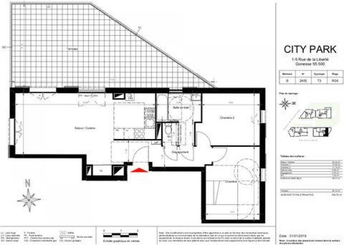 Apartamento com 2 quartos em condomínio em Gonesse, France N.º 37494