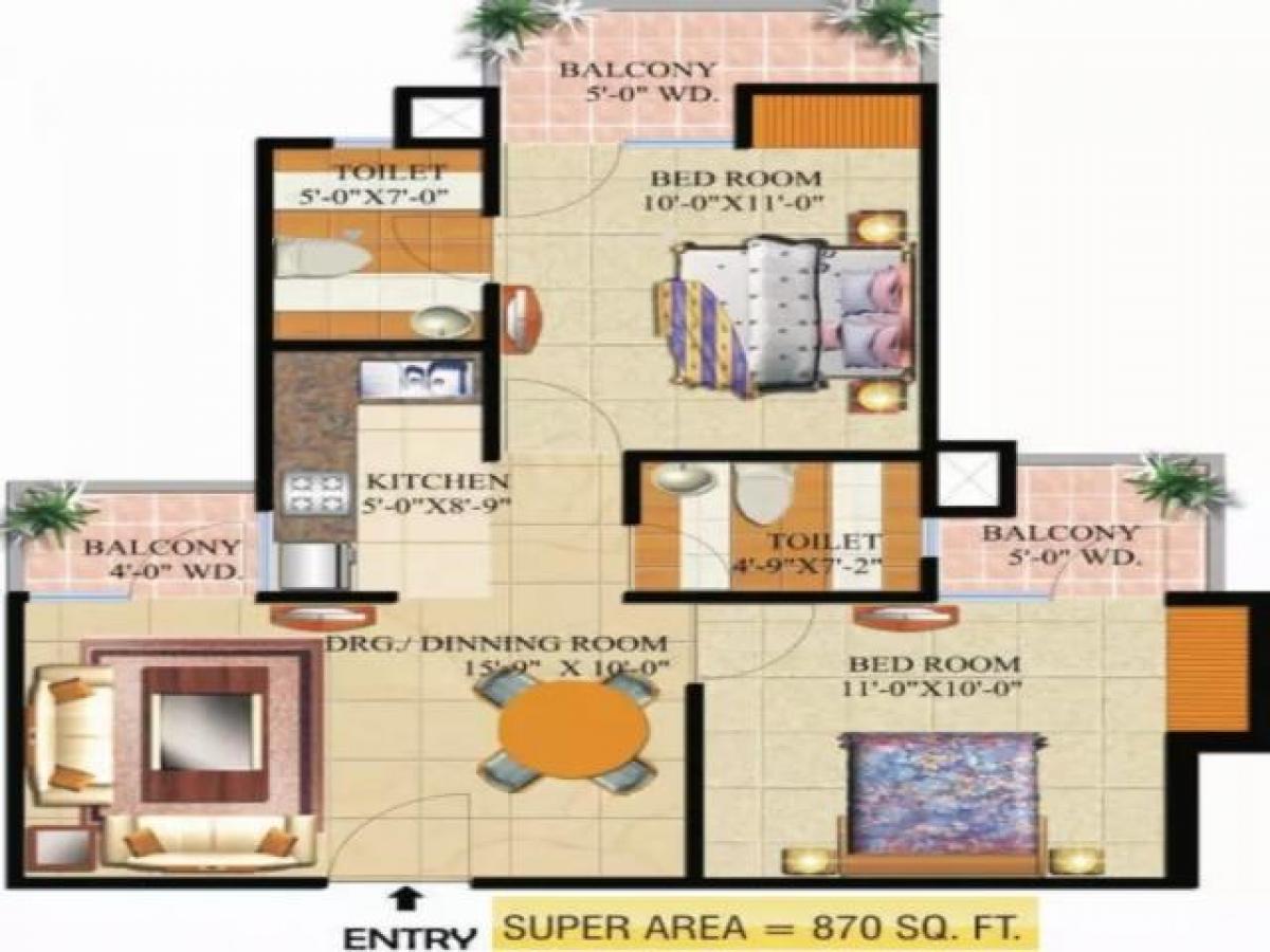 2 Schlafzimmer Haus in Ghaziabad, India, Nr. 56162