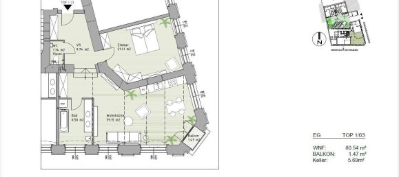 2 rooms Apartment in Modling, Austria No. 203491 9