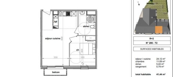 Apartamento de 1 dormitorio en Darnetal, France No. 310923 4