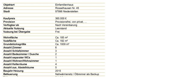 2 Schlafzimmer Haus in Niederstetten, Germany, Nr. 308244 13
