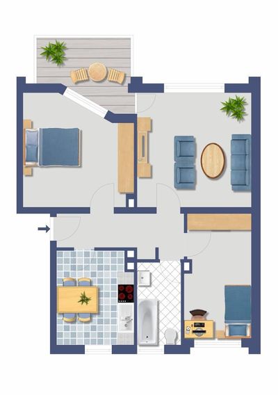 3 rooms Apartment in Oberhausen, Germany No. 107178