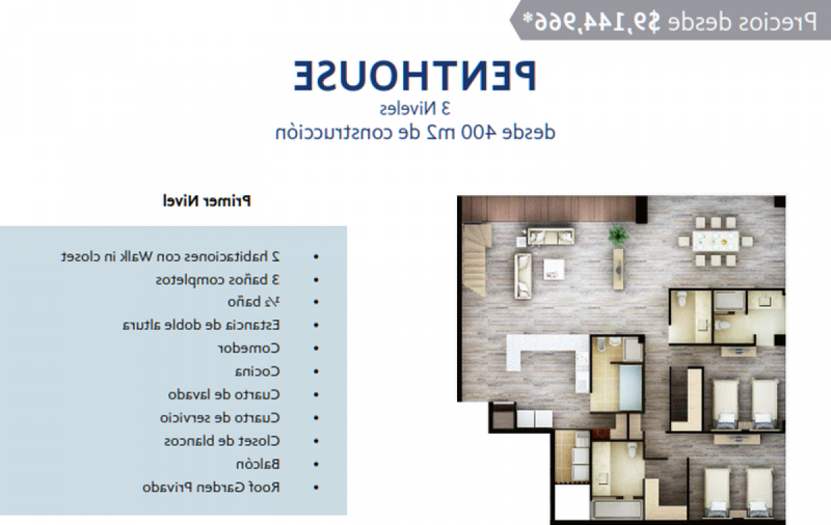 Apartamento de 4 dormitorios en Mexico No. 221148