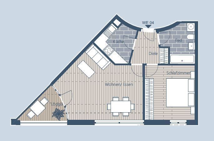 2غرفة شقة في Leipzig, Germany رقم 45525