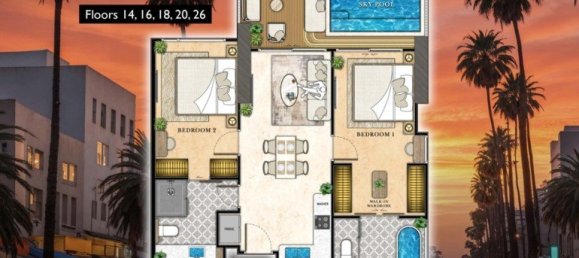 Кондоминиум  с 2 спальнями в Паттайя, Таиланд № 58711 13