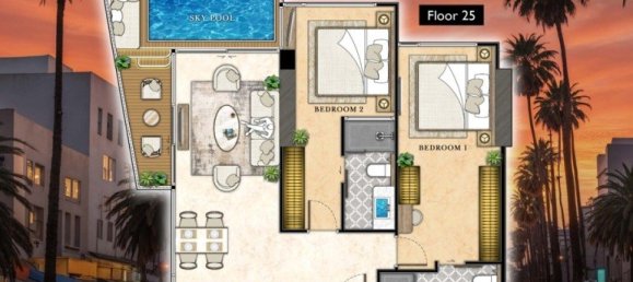 Кондоминиум  с 2 спальнями в Паттайя, Таиланд № 58711 14