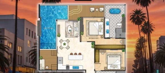 Кондоминиум  с 2 спальнями в Паттайя, Таиланд № 58711 17