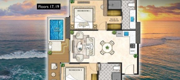 Кондоминиум  с 2 спальнями в Паттайя, Таиланд № 58711 11