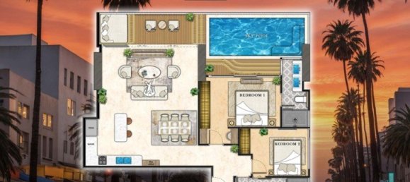 Кондоминиум  с 2 спальнями в Паттайя, Таиланд № 58711 16