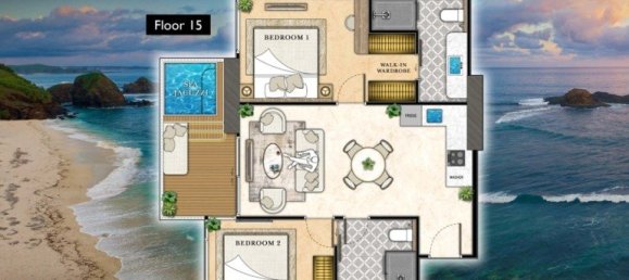 Кондоминиум  с 2 спальнями в Паттайя, Таиланд № 58711 10