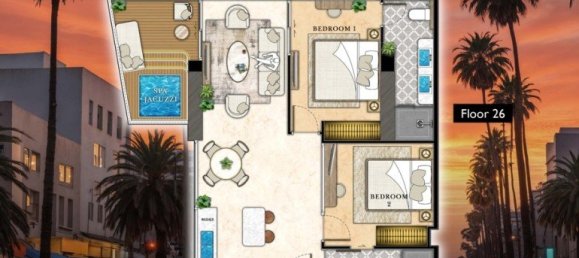 Кондоминиум  с 2 спальнями в Паттайя, Таиланд № 58711 12