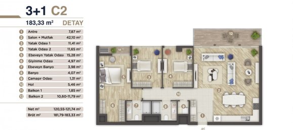 Wohnung 3+1 in Izmir, Turkey, Nr. 13447 2