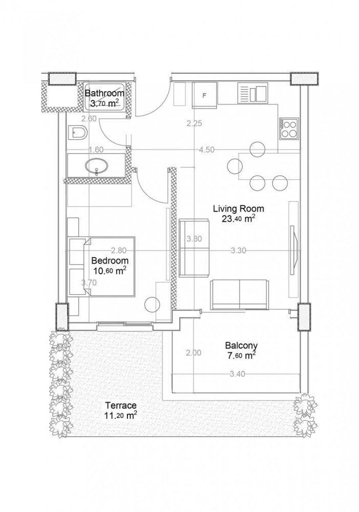 شقة 1+1 في Yekta Green Life Gazipasa Residence, Gazipasa, Turkey رقم 39577 1