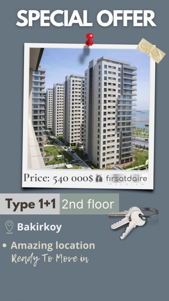 Apartment 1+1 in Bakırköy, Turkey No. 10596