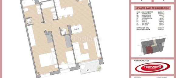 2 Schlafzimmer Wohnung in L'Ametlla Del Valles, Spain, Nr. 64595 6