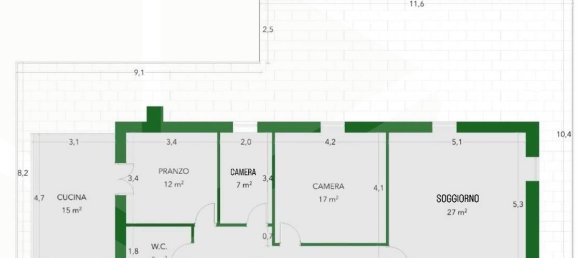 Квартира с 3 комнатами в Мольфетта, Италия № 19214 2