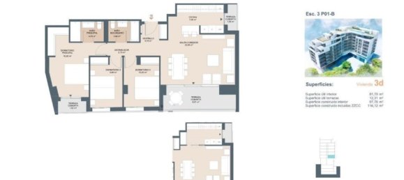 Квартира с 3 спальнями в Аликанте, Испания № 11485 5