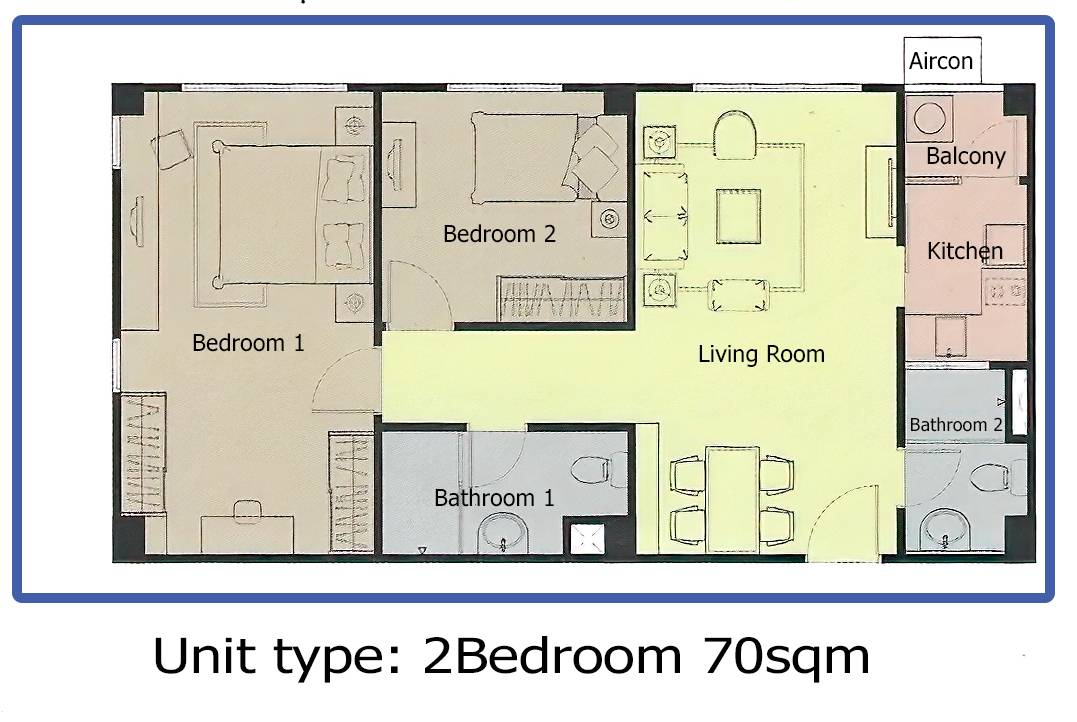 شقة 2 غرف نوم  في Bangkok, Thailand رقم 19670