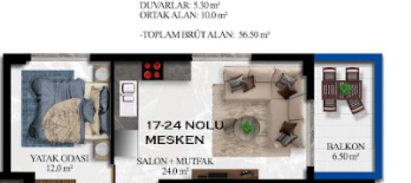 شقة 1+1 في Avsallar, Turkey رقم 31247 14