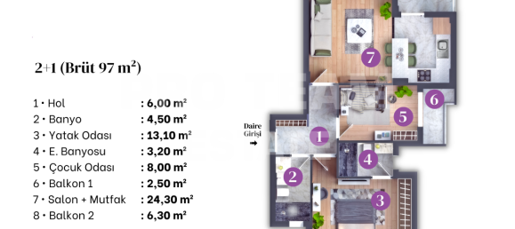 3 rooms Apartment in Altintash, Turkey No. 27282 16