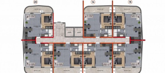 Квартира с 2 комнатами в Оба, Турция № 10108 27