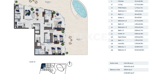 3 Schlafzimmer Wohnung in Al Marjan Island, UAE, Nr. 123463 24