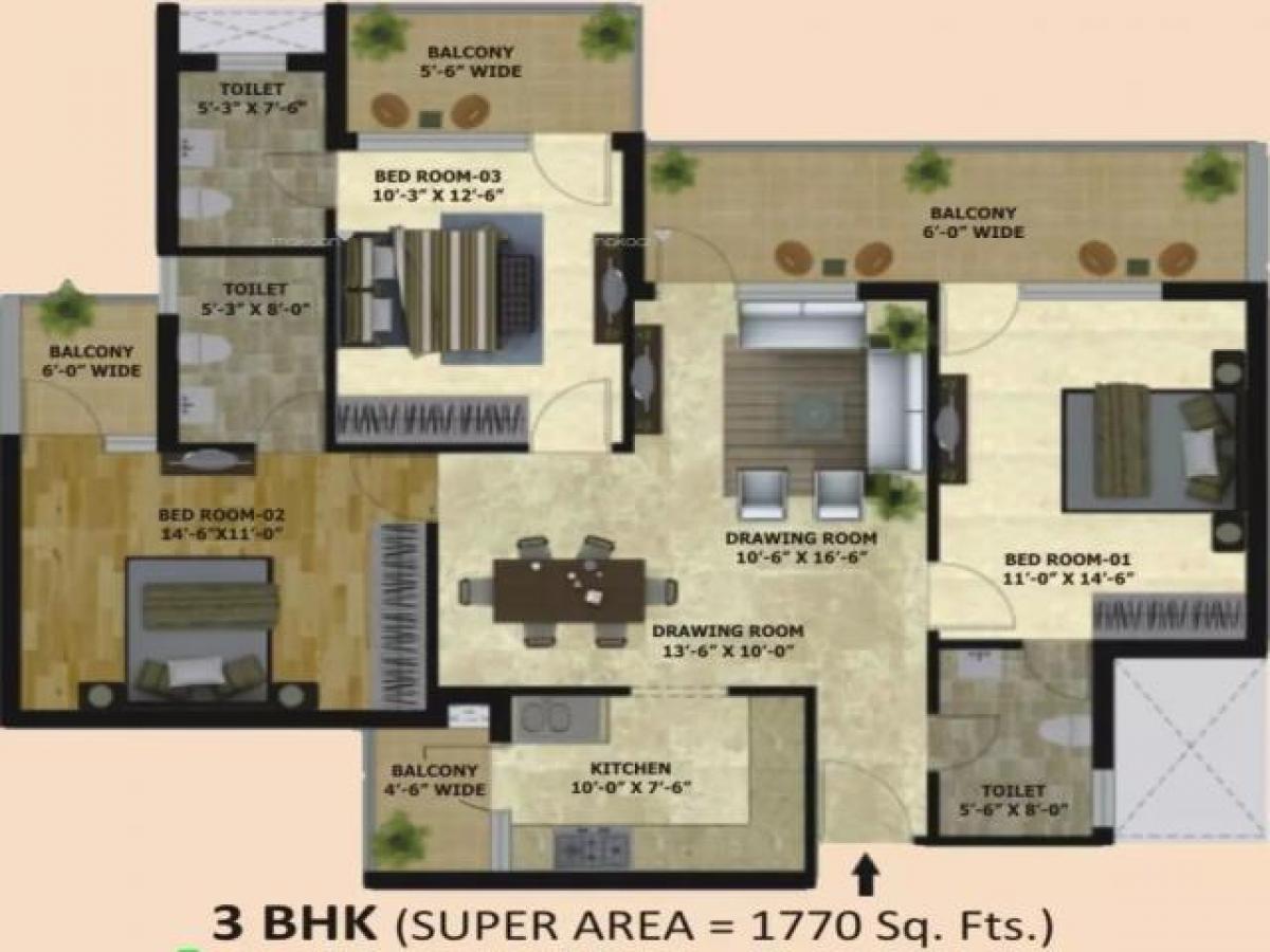 3 غرف نوم منزل في Mohali, India رقم 28411