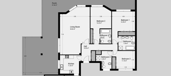 3 غرف نوم بانتهاوس في Malaga, Spain رقم 186038 39