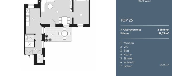 2 rooms Apartment in Leopoldstadt, Austria No. 259619 12
