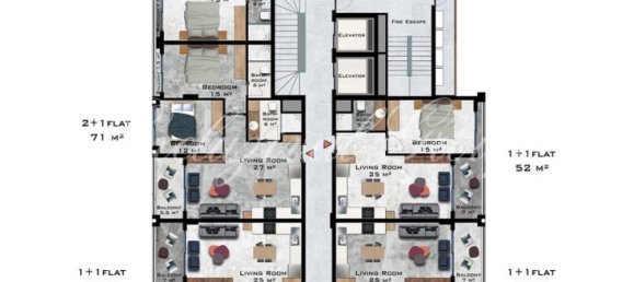 Apartamento 1+1 em Alanya, Turkey N.º 28742 27