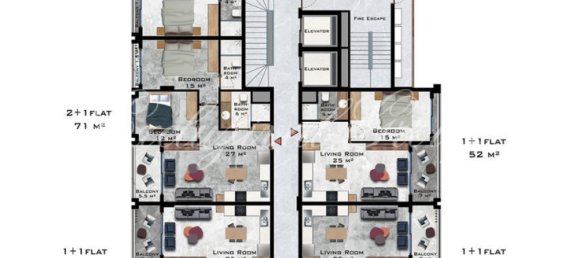 Apartamento 1+1 em Alanya, Turkey N.º 28742 26