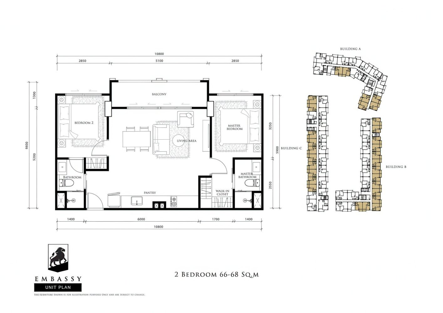 Квартира с 2 спальнями в Паттайя, Таиланд № 75258