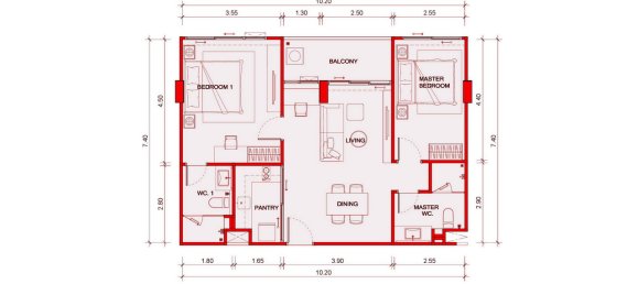 شقة 2 غرف نوم  في Bellevue Lagoon Phuket, Thailand رقم 30236 6