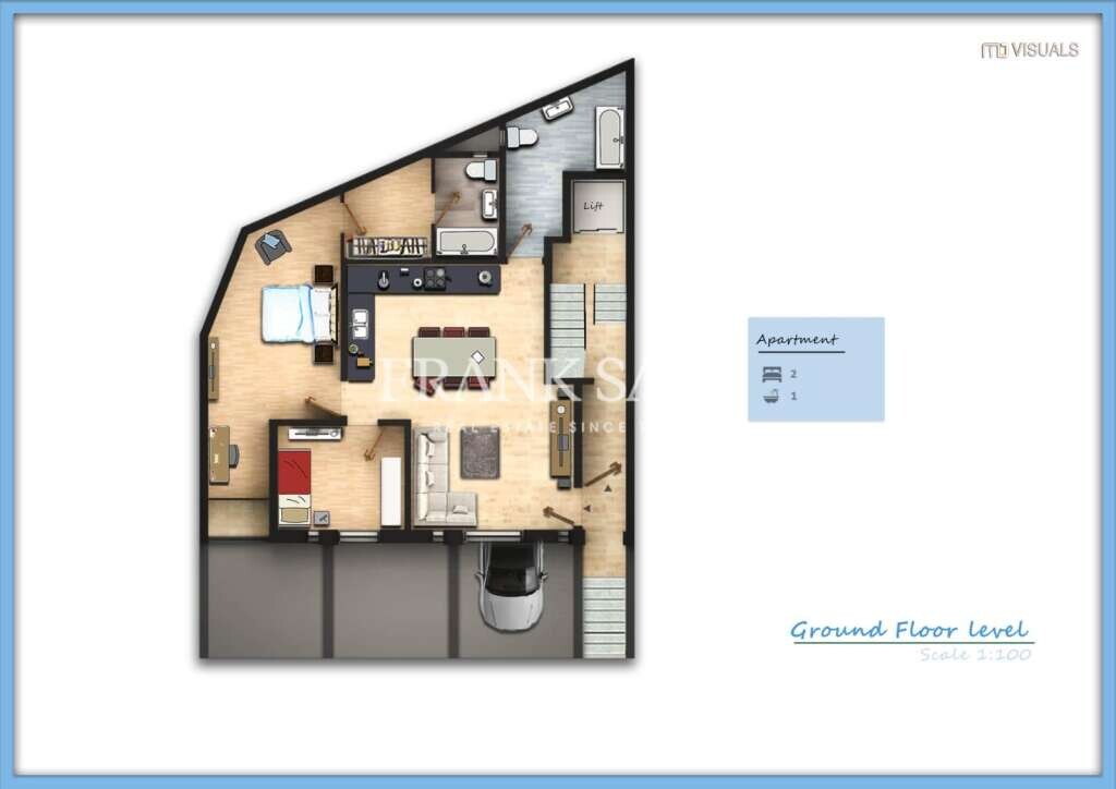 2 chambres Maisonnette à Fgura, Malta No. 2073