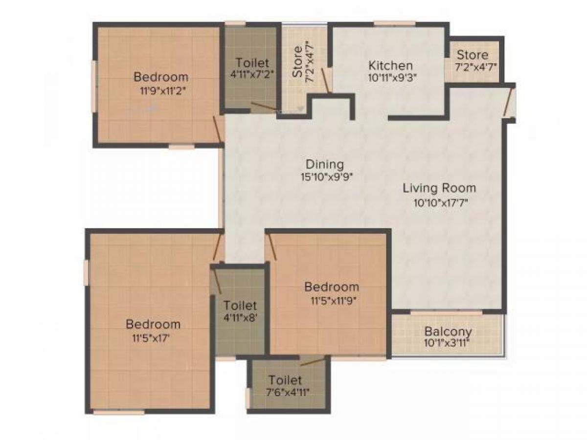 3 غرف نوم منزل في Amdavad, India رقم 20794