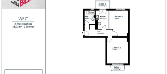 Apartamento de 2 divisões em Kreuzberg, Germany N.º 66425 2