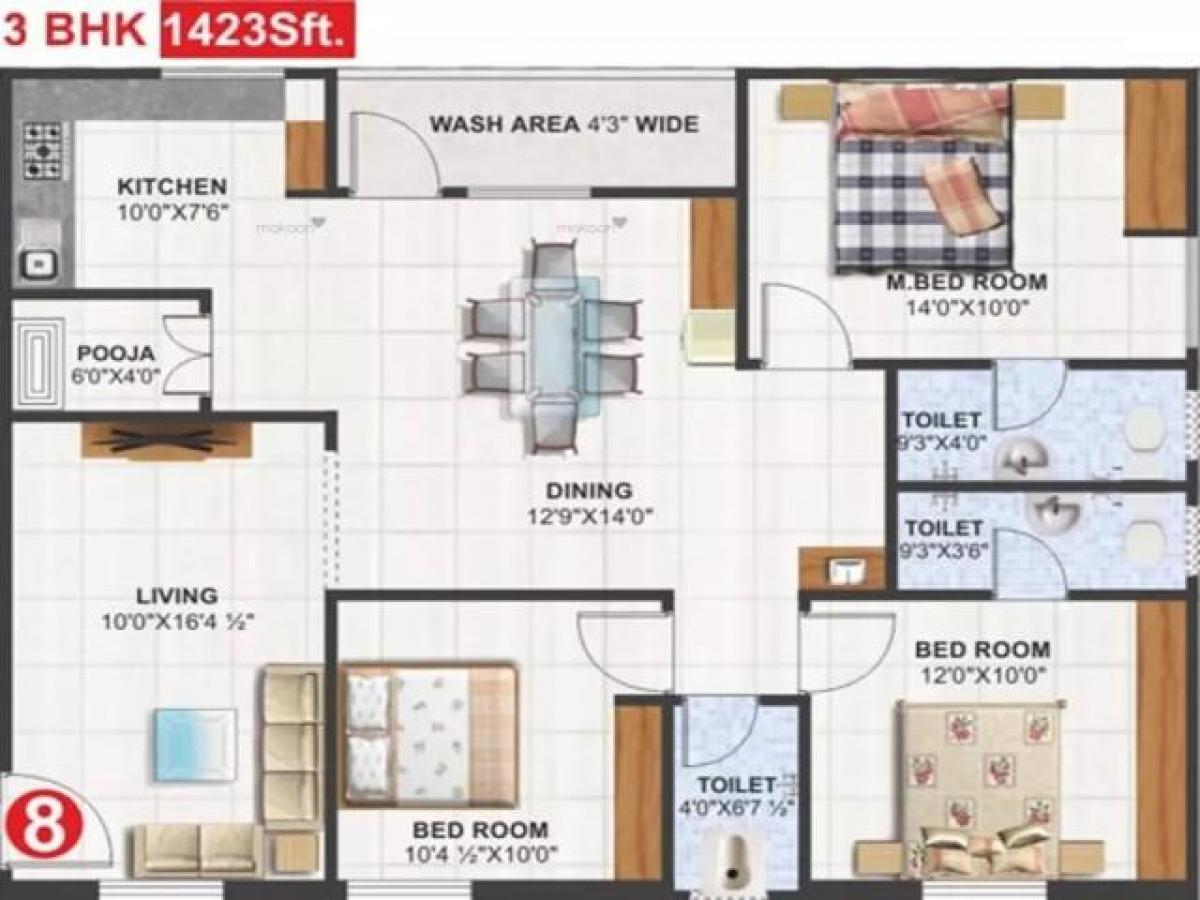 Дом с 3 спальнями в Вишакхапатнам, Индия № 44657