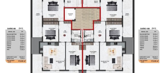 Apartamento 3+1 em Oba, Turkey N.º 14661 2