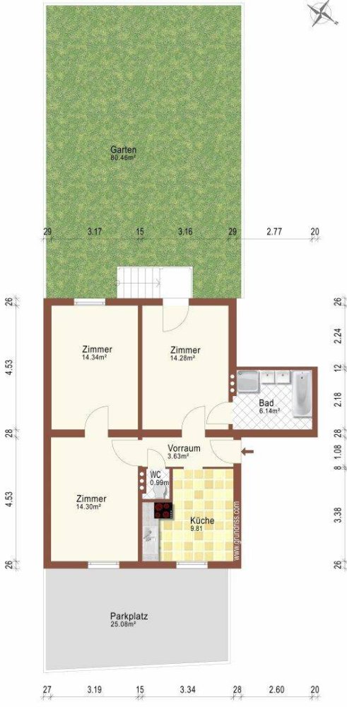3 rooms Apartment in Salzburg-Umgebung, Austria No. 202039