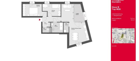 3 rooms Apartment in Dornbirn, Austria No. 8816 4