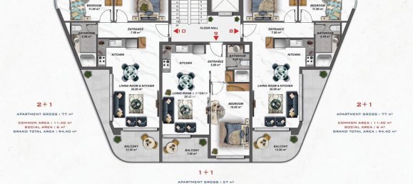 شقة 1+1 في Alanya, Turkey رقم 14813 28